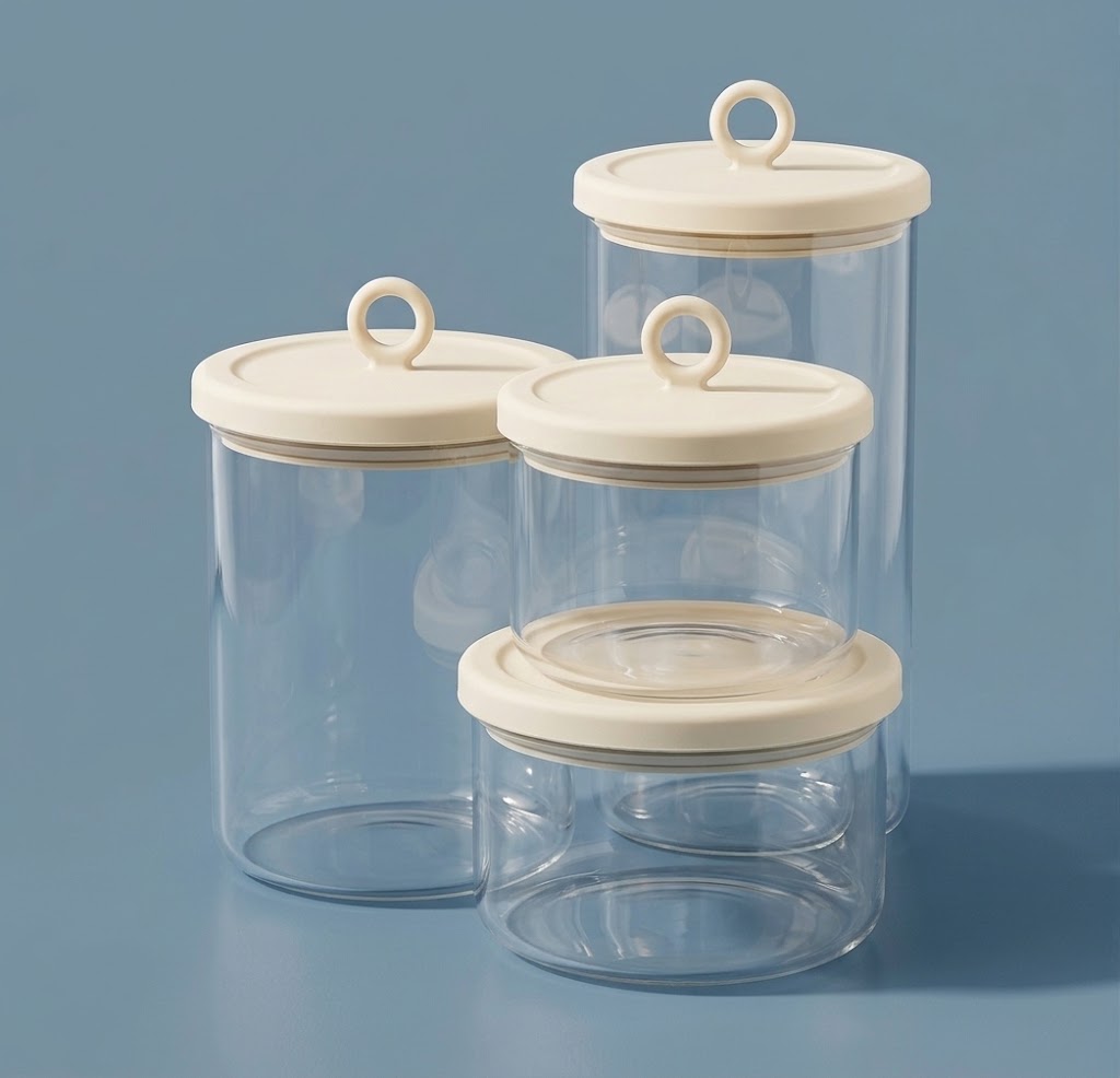 MCOIKY® Multi-Size Silicone &amp; Glass Storage Jars