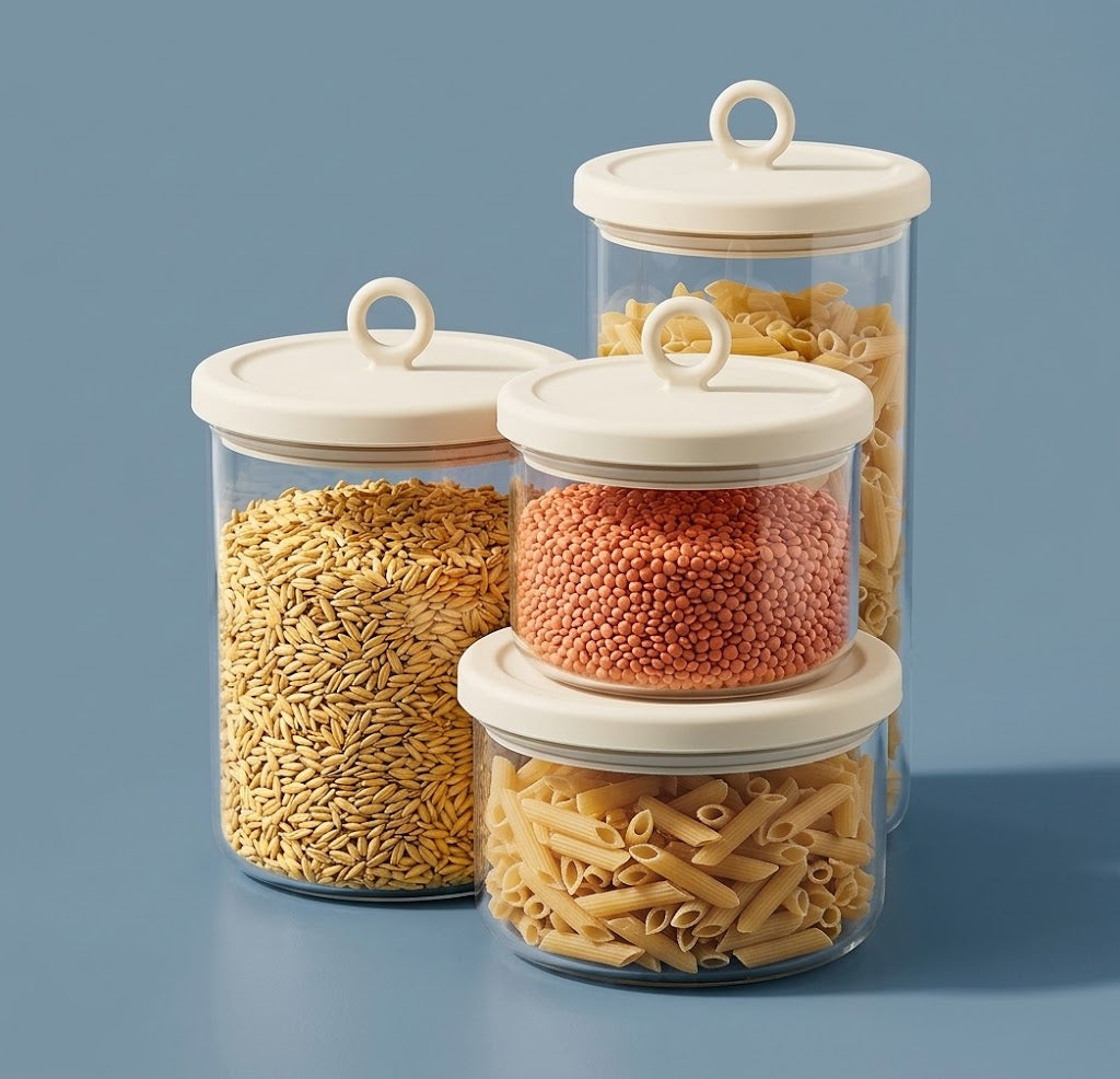 MCOIKY® Multi-Size Silicone &amp; Glass Storage Jars